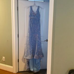 Absolutely gorgeous ice blue formal prom dress covered in shimmering sequins.